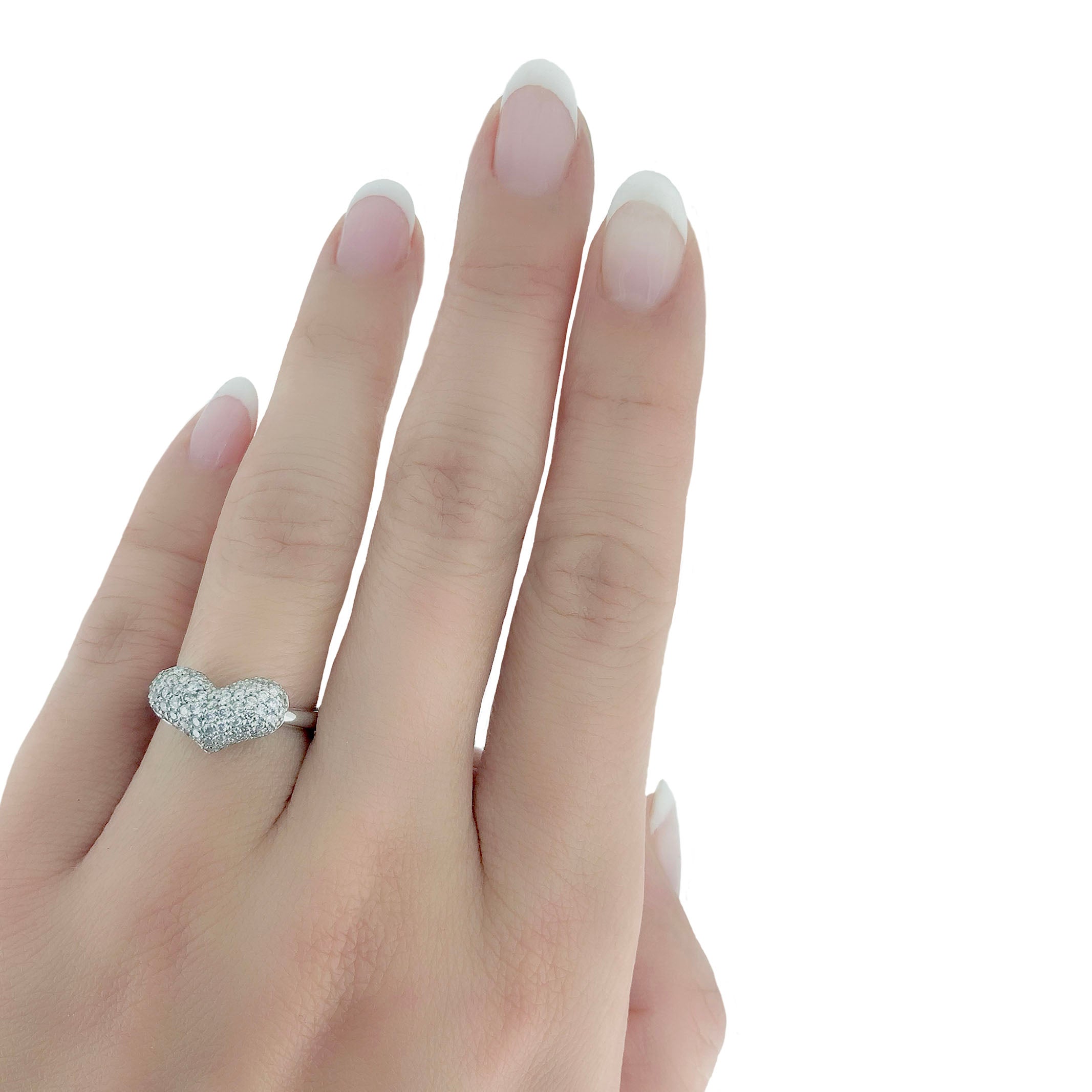 Heart Drop Ring White